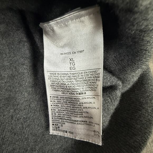 Banana Republic Italian Yarn Merino Wool Blend Mock-Neck Sweater Men XL Grey - Picture 4 of 6